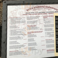 Velká Klášterní Restaurace menu