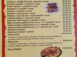 Fast Food Feniks menu