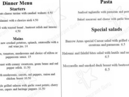 The Barrow Arms Restaurant &bar menu