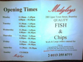 Midgleys menu