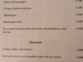 Katariina Kelder menu