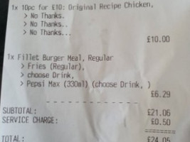 Kfc In Newcastle Under Lyme menu