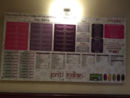 Priti Indian menu