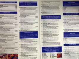 Taj Mahal Indian menu