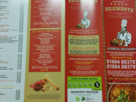 Brixworth Tandoori menu