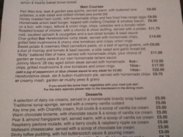 The Tram Inn menu