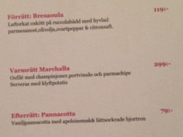 Trattoria menu