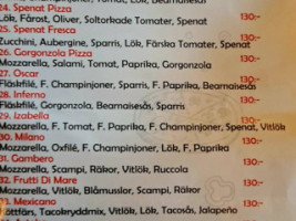 Pizzeria Golf menu