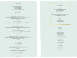 The Cock At Stowe menu