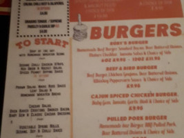 The Back Shed menu