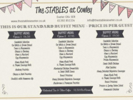 The Stables At Cowley menu