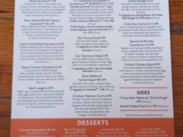 Beefeater Springwood Park menu