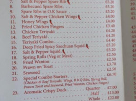 The Pavilion menu