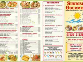 Sunrise Gourmet menu