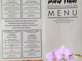 Paw Thai menu