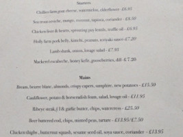 The Hurstwood menu