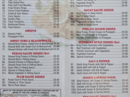 The Golden Pool menu