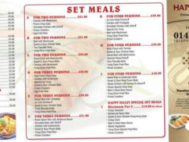 Happy Valley Chinese &take Away menu