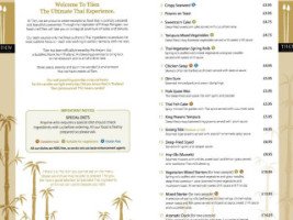 Tiien Thai menu