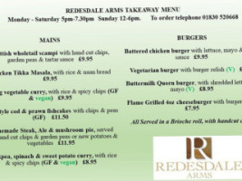 Redesdale Arms menu