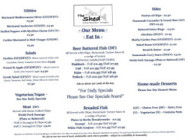 The Shed Fish Chip Bistro menu