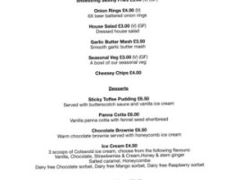 The Farmers Arms menu