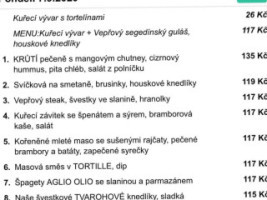 Restaurace Kamenný Dům Liberec Letní Terasa menu