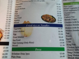 Ceylon Dosa menu