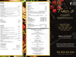 Tino's Italian menu