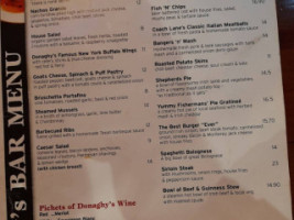 Coach Lane Restaurant Donaghy's Bar menu