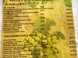 Grešna Gorica Seljački Turizam menu