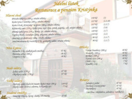 Penzion Kristýnka menu