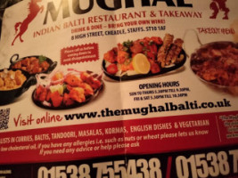 The Mughal Indian Balti menu