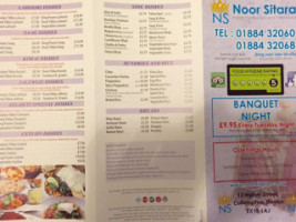 Noor Sitara Indian And Takeaway menu