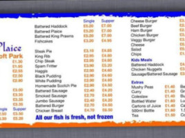 The Tasty Plaice Fish And Chip Shop menu