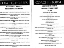 Coach Horses menu