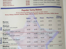 Star Indian menu