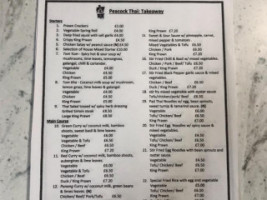 The Peacock Thai menu