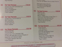 Chan's Cantonese Takeaway menu