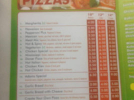 Adams Pizza Kebab menu