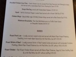 The White Hart menu