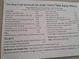 The Blue Crab menu